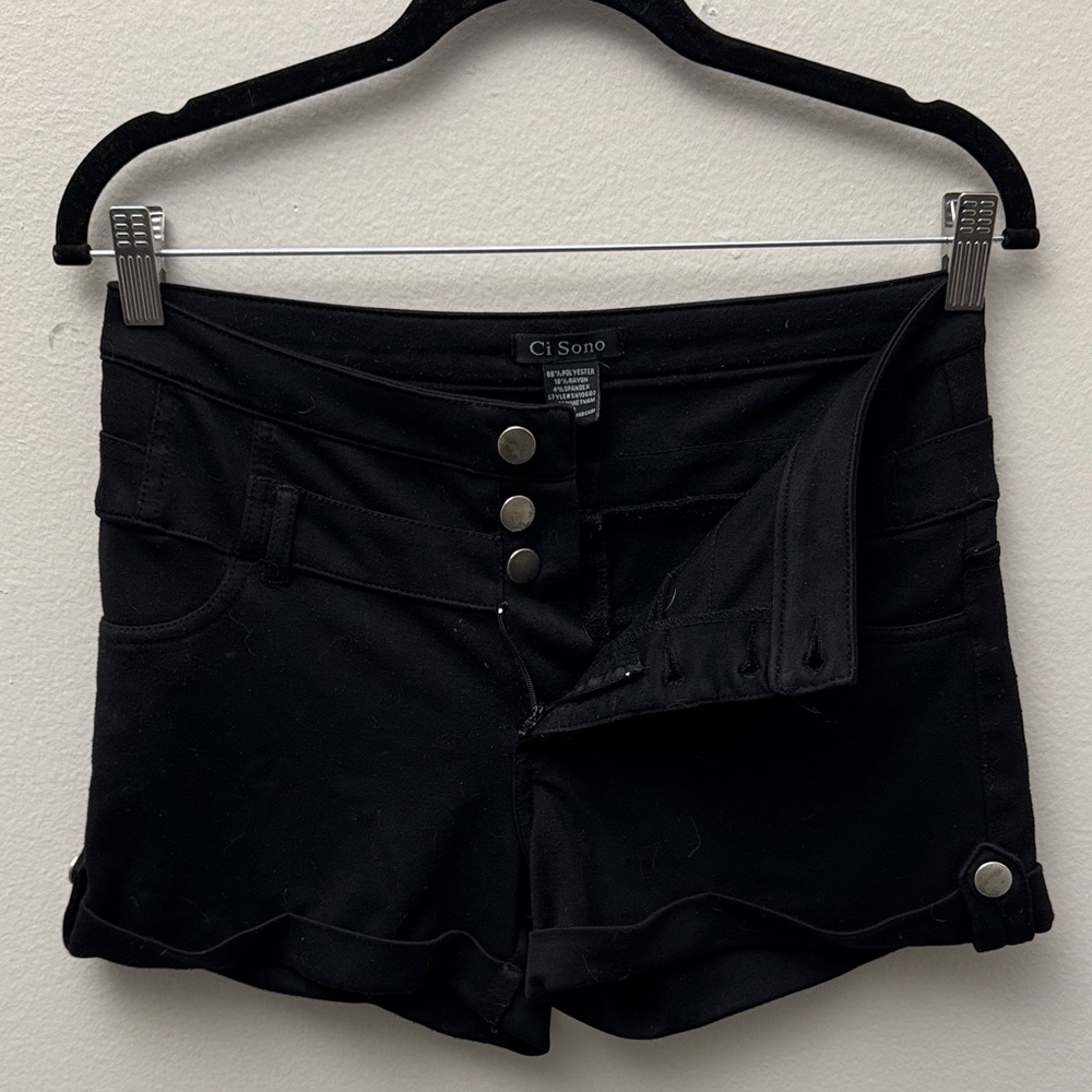 Ci Sono High Waist Black Shorts